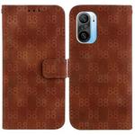 For Xiaomi Redmi K40/K40 Pro / Poco F3 Double 8-shaped Embossed Leather Phone Case(Brown)