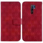 For Xiaomi Redmi 9/9 Prime / Poco M2 Double 8-shaped Embossed Leather Phone Case(Red)