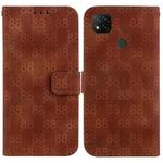 For Xiaomi Redmi 9C Double 8-shaped Embossed Leather Phone Case(Brown)
