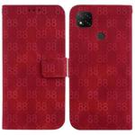 For Xiaomi Redmi 9C Double 8-shaped Embossed Leather Phone Case(Red)