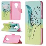 For Nokia 5.3 Colored Drawing Pattern Horizontal Flip Leather Case with Holder & Card Slots & Wallet(Feather)