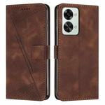 For OnePlus Nord 2T 5G Dream Triangle Leather Phone Case with Lanyard(Brown)