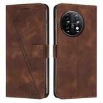 For OnePlus 11 Dream Triangle Leather Phone Case with Lanyard(Brown)