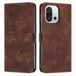 For OnePlus 13T Dream Triangle Leather Phone Case with Lanyard(Brown)
