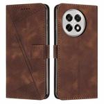 For OnePlus 13R Dream Triangle Leather Phone Case with Lanyard(Brown)