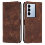 For vivo V27 / V27 Pro Dream Triangle Leather Phone Case with Lanyard(Brown)