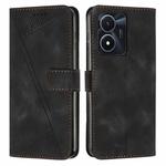 For vivo Y02s Dream Triangle Leather Phone Case with Lanyard(Black)