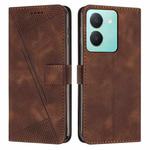 For vivo Y36 Dream Triangle Leather Phone Case with Lanyard(Brown)