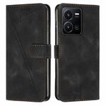 For vivo Y22 / Y22s / Y35 4G 2022 Dream Triangle Leather Phone Case with Lanyard(Black)