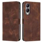 For vivo Y17s Dream Triangle Leather Phone Case with Lanyard(Brown)