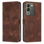 For vivo Y200 Dream Triangle Leather Phone Case with Lanyard(Brown)