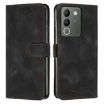 For vivo Y200 Dream Triangle Leather Phone Case with Lanyard(Black)