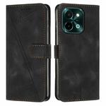 For vivo Y28 4G Dream Triangle Leather Phone Case with Lanyard(Black)