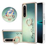 For Sony Xperia 1 IV Electroplating Dual-side IMD Phone Case with Ring Holder(Smile)