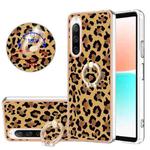 For Sony Xperia 10 IV Electroplating Dual-side IMD Phone Case with Ring Holder(Leopard Print)