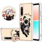 For Sony Xperia 10 IV Electroplating Dual-side IMD Phone Case with Ring Holder(Lucky Dog)