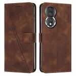 For Honor 80 Dream Triangle Leather Phone Case with Lanyard(Brown)