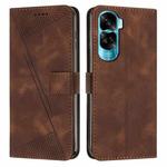 For Honor 90 Lite Dream Triangle Leather Phone Case with Lanyard(Brown)