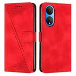 For Honor X7 4G Dream Triangle Leather Phone Case with Lanyard(Red)