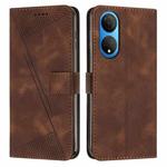 For Honor X7 4G Dream Triangle Leather Phone Case with Lanyard(Brown)