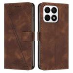 For Honor X8a Dream Triangle Leather Phone Case with Lanyard(Brown)