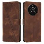 For Honor X9 4G Dream Triangle Leather Phone Case with Lanyard(Brown)