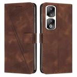 For Honor 90 Pro Dream Triangle Leather Phone Case with Lanyard(Brown)