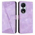 For Honor X7b Dream Triangle Leather Phone Case with Lanyard(Purple)