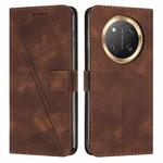 For Honor X9c Dream Triangle Leather Phone Case with Lanyard(Brown)