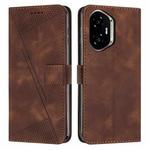 For Honor 400 Dream Triangle Leather Phone Case with Lanyard(Brown)