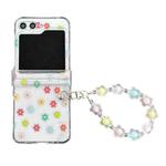 For Samsung Galaxy Z Flip5 Transparent PC All Inclusive Hinge Folding Phone Case with Bracelet(Colorful Stars)