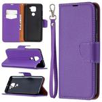 For Xiaomi Redmi Note 9 Litchi Texture Pure Color Horizontal Flip Leather Case with Holder & Card Slots & Wallet & Lanyard(Purple)
