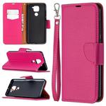 For Xiaomi Redmi Note 9 Litchi Texture Pure Color Horizontal Flip Leather Case with Holder & Card Slots & Wallet & Lanyard(Rose Red)