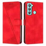 For Tecno Pop 5 LTE Dream Triangle Leather Phone Case with Lanyard(Red)