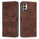 For Tecno Pova 3 Dream Triangle Leather Phone Case with Lanyard(Brown)