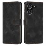For Tecno Pova 5 Dream Triangle Leather Phone Case with Lanyard(Black)