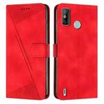 For Tecno Spark Go 2020 Dream Triangle Leather Phone Case with Lanyard(Red)