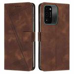 For Tecno Spark Go 2022 Dream Triangle Leather Phone Case with Lanyard(Brown)