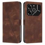 For Tecno Pova 6 Pro Dream Triangle Leather Phone Case with Lanyard(Brown)