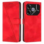 For Tecno Pova 6 Dream Triangle Leather Phone Case with Lanyard(Red)