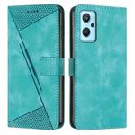 For Realme 9i Dream Triangle Leather Phone Case with Lanyard(Green)