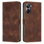 For Realme 10 Pro 5G Dream Triangle Leather Phone Case with Lanyard(Brown)