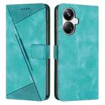 For Realme 10 Pro+ Dream Triangle Leather Phone Case with Lanyard(Green)
