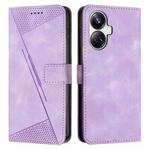 For Realme 10 Pro+ Dream Triangle Leather Phone Case with Lanyard(Purple)
