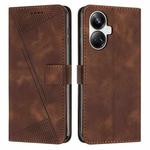 For Realme 10 Pro+ Dream Triangle Leather Phone Case with Lanyard(Brown)