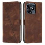 For Realme C53 Dream Triangle Leather Phone Case with Lanyard(Brown)