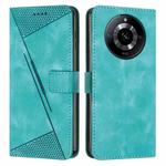 For Realme 11 Dream Triangle Leather Phone Case with Lanyard(Green)