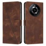 For Realme 11 Dream Triangle Leather Phone Case with Lanyard(Brown)