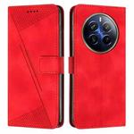 For Realme 12 Pro+ Dream Triangle Leather Phone Case with Lanyard(Red)