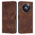 For Realme 12 Dream Triangle Leather Phone Case with Lanyard(Brown)